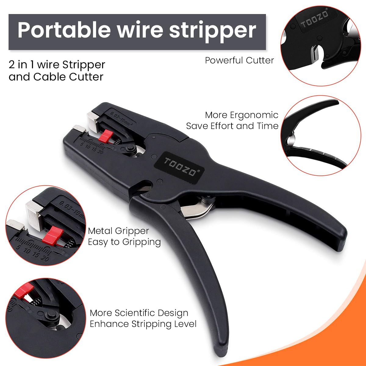 Serplex Wire Cutter Tool Wire Stripper and Cutter 2 in 1 Crimping Tool for 32 to 7 AWG Electrical Wire Cables, Automatic Cutting Plier Wire Stripping Tool for Electronic, Electric, Automotive Serplex Wire Cutter Tool Wire Stripper and Cutter 2 in 1 Crimping Tool for 32 to 7 AWG Electrical Wire Cables, Automatic Cutting Plier Wire Stripping Tool for Electronic, Electric, Automotive